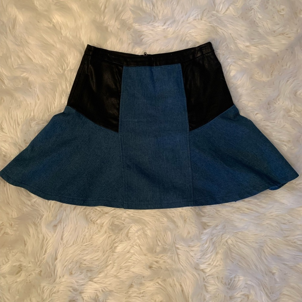 Ark & Co, Skirt, Size Small, Jean with Black Leather